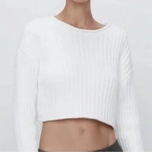 Zara ribbed crop sweater mango aritzia everlane Abercrombie American eagle gap
